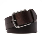 Men's Full Grain Leather Belt Strap – Vintage Single Prong Buckle Casual Business Belt for Jeans & Everyday Wea