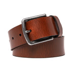 Men's Full Grain Leather Belt Strap – Vintage Single Prong Buckle Casual Business Belt for Jeans & Everyday Wea