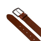 Men's Full Grain Leather Belt Strap – Vintage Single Prong Buckle Casual Business Belt for Jeans & Everyday Wea