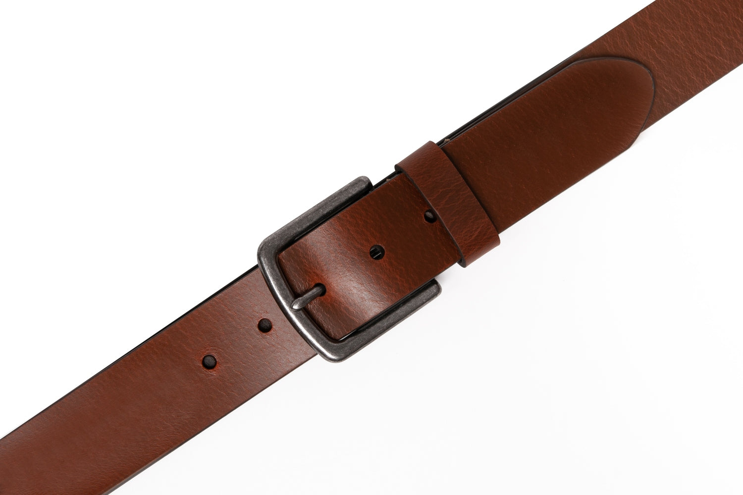 Men's Full Grain Leather Belt Strap – Vintage Single Prong Buckle Casual Business Belt for Jeans & Everyday Wea