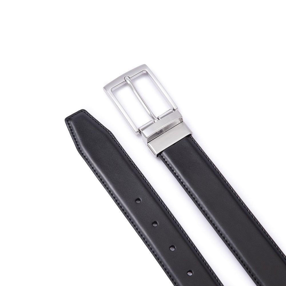 Men's Reversible Leather Belt – Rotating Pin Buckle Business Casual Belt