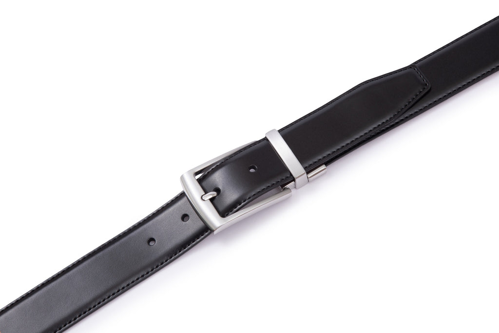 Men's Reversible Leather Belt – Rotating Pin Buckle Business Casual Belt