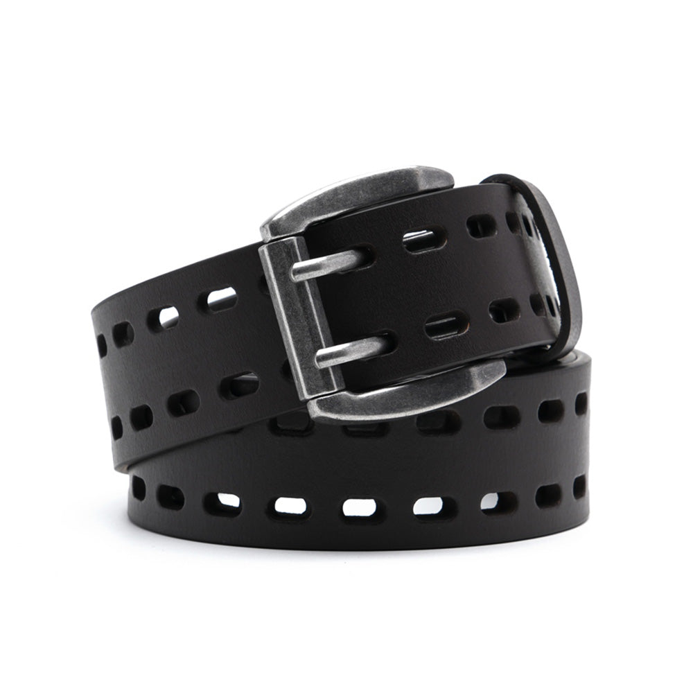 Men's Genuine Leather Belt Strap – Double Prong Buckle Casual Business Belt for Jeans & Everyday Wear