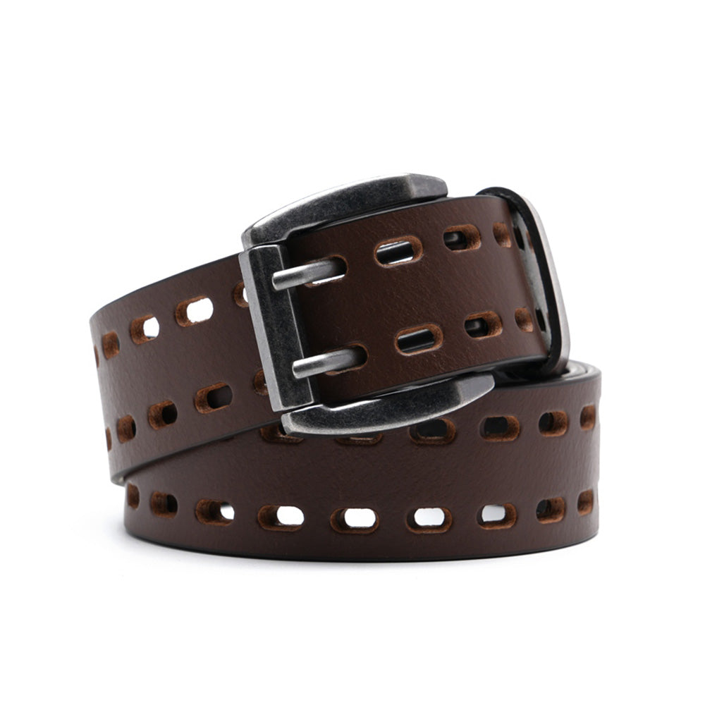 Men's Genuine Leather Belt Strap – Double Prong Buckle Casual Business Belt for Jeans & Everyday Wear Main image