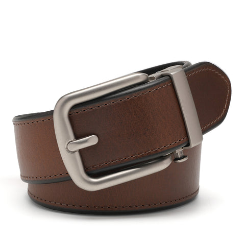 Men's 1.5-Inch Full-Grain Leather Ratchet Belt with Automatic Buckle