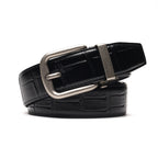 Crocodile Texture Antique Silver Automatic Buckle Men's Belt