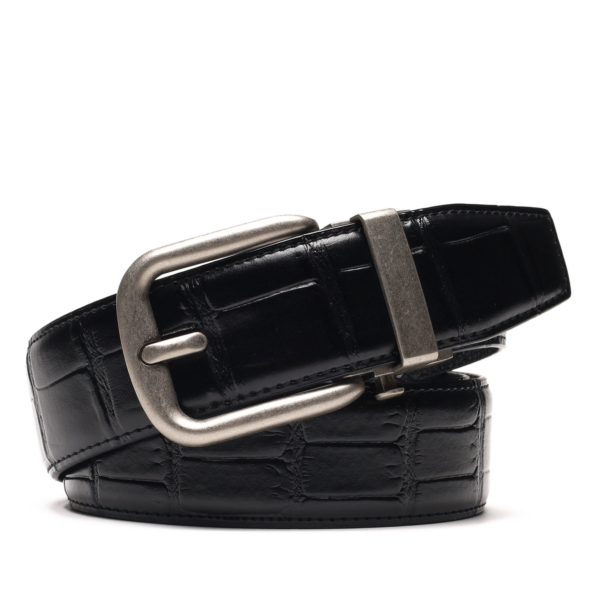 Men's Crocodile Embossed Ratchet Belt – Automatic Dress Belt for Business & Casual Wear Main image