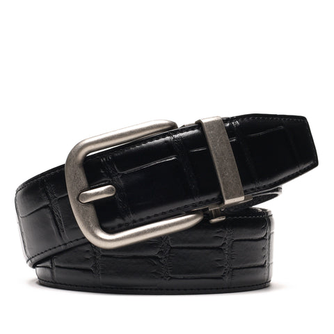 Men's Crocodile Embossed Ratchet Belt – Automatic Dress Belt for Business & Casual Wear