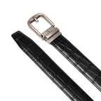 Crocodile Texture Antique Silver Automatic Buckle Men's Belt