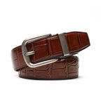Men's Crocodile Embossed Ratchet Belt – Automatic Dress Belt for Business & Casual Wear