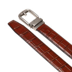 Crocodile Texture Antique Silver Automatic Buckle Men's Belt