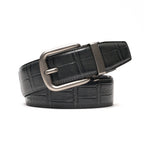 Crocodile Texture Antique Silver Automatic Buckle Men's Belt