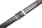 Crocodile Texture Antique Silver Automatic Buckle Men's Belt