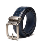 Crocodile Texture Antique Silver Automatic Buckle Men's Belt