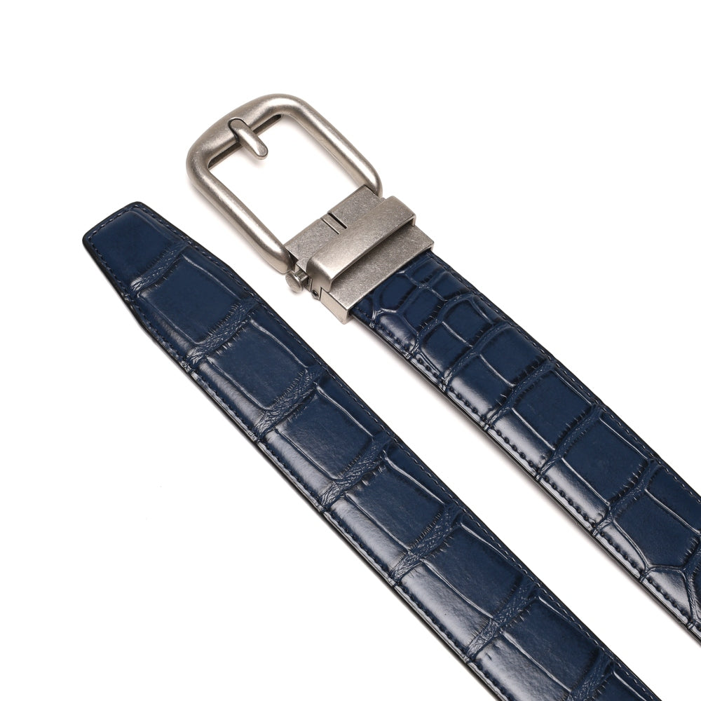 Crocodile Texture Antique Silver Automatic Buckle Men's Belt