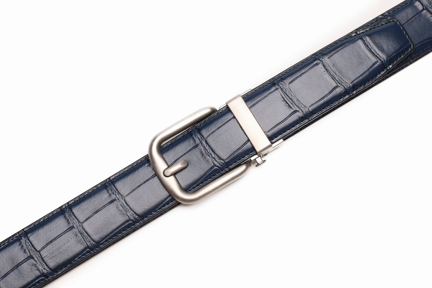 Crocodile Texture Antique Silver Automatic Buckle Men's Belt