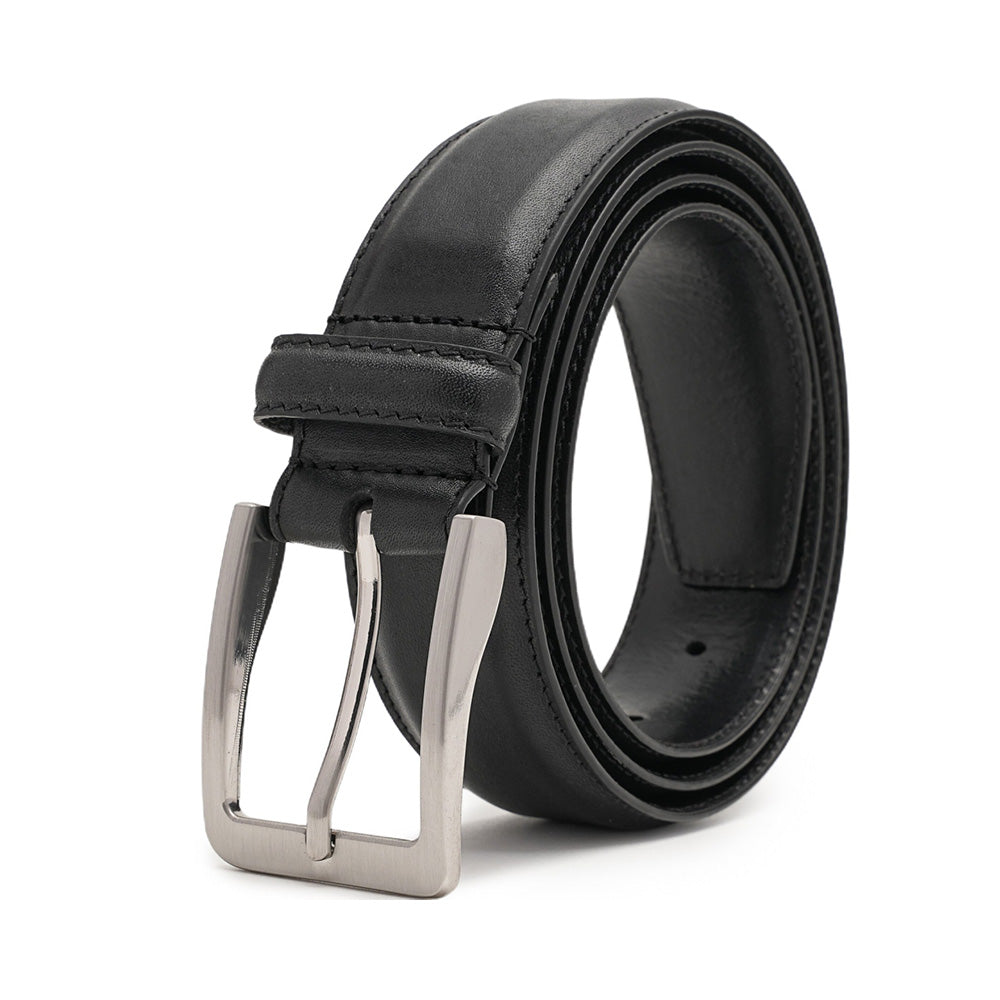 Men's Full Grain Leather Belt – Classic Pin Buckle Everyday Belt