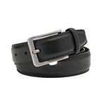 Classic Double-Stitch Full-Grain Leather Single Prong Buckle Men's Belt