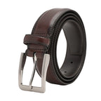 Classic Double-Stitch Full-Grain Leather Single Prong Buckle Men's Belt