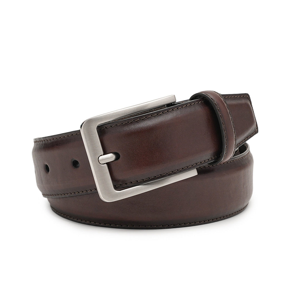 Men's Full Grain Leather Belt – Classic Pin Buckle Everyday Belt