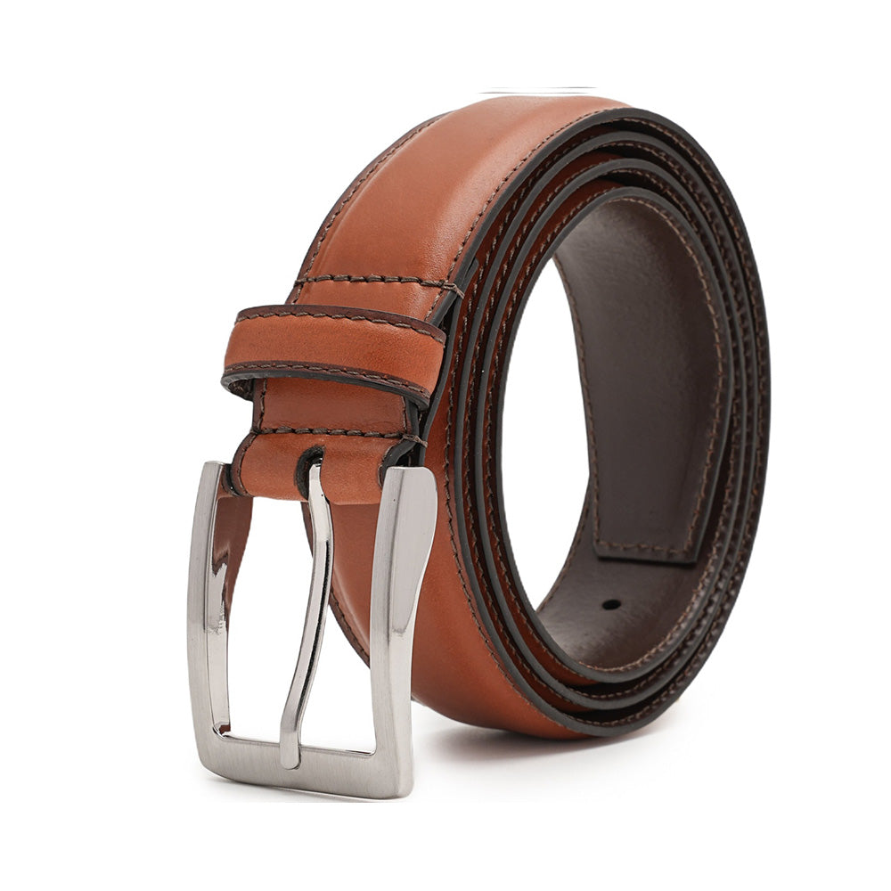 Men's Full Grain Leather Belt – Classic Pin Buckle Everyday Belt
