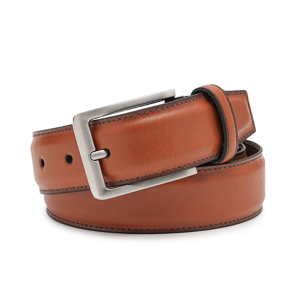 Men's Full Grain Leather Belt – Classic Pin Buckle Everyday Belt
