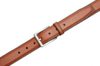 Classic Double-Stitch Full-Grain Leather Single Prong Buckle Men's Belt