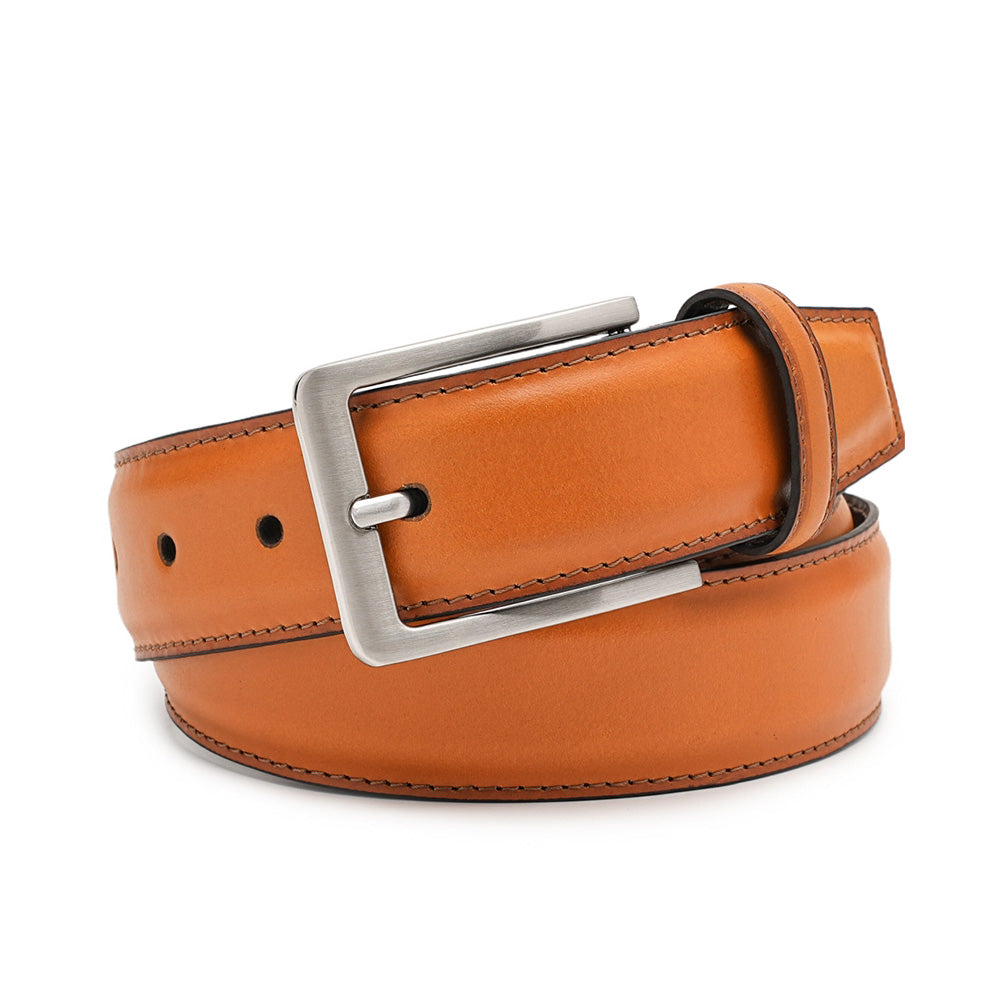 Men's Full Grain Leather Belt – Classic Pin Buckle Everyday Belt