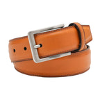 Classic Double-Stitch Full-Grain Leather Single Prong Buckle Men's Belt