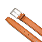 Classic Double-Stitch Full-Grain Leather Single Prong Buckle Men's Belt