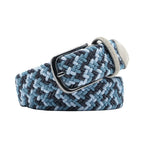 Multicolor Woven Elastic Suede Trim Single Prong Buckle Men's Belt LA2015