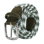 Multicolor Woven Elastic Suede Trim Single Prong Buckle Men's Belt LA2015