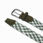 Multicolor Woven Elastic Suede Trim Single Prong Buckle Men's Belt LA2015