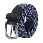 Multicolor Woven Elastic Suede Trim Single Prong Buckle Men's Belt LA2015