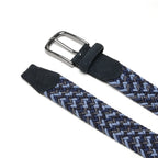 Multicolor Woven Elastic Suede Trim Single Prong Buckle Men's Belt LA2015