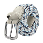 Multicolor Woven Elastic Suede Trim Single Prong Buckle Men's Belt LA2015