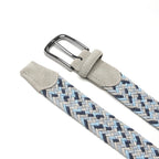 Multicolor Woven Elastic Suede Trim Single Prong Buckle Men's Belt LA2015