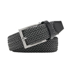Woven Elastic Leather Trim Single Prong Buckle Men's Belt