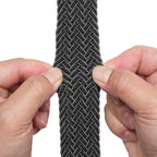 Woven Elastic Leather Trim Single Prong Buckle Men's Belt