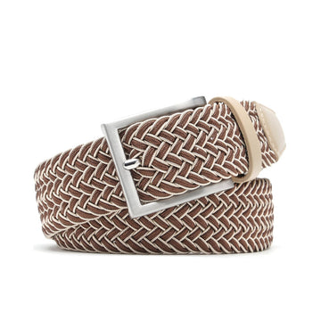 Men's Braided Stretch Golf Belt – Elastic Woven Belt for Golf, Casual & Resort Wear - Brown