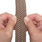 Woven Elastic Leather Trim Single Prong Buckle Men's Belt