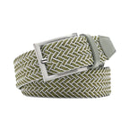 Woven Elastic Leather Trim Single Prong Buckle Men's Belt