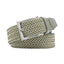 Woven Elastic Leather Trim Single Prong Buckle Men's Belt LA2016 - Green