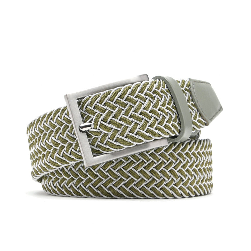 Men's Braided Stretch Golf Belt – Elastic Woven Belt for Golf, Casual & Resort Wear - Green Main image