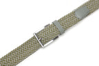 Woven Elastic Leather Trim Single Prong Buckle Men's Belt