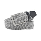 Woven Elastic Leather Trim Single Prong Buckle Men's Belt