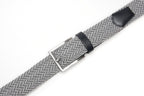 Woven Elastic Leather Trim Single Prong Buckle Men's Belt