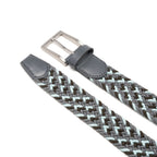 Woven Elastic Leather Trim Single Prong Buckle Men's Belt