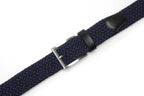 Woven Elastic Leather Trim Single Prong Buckle Men's Belt