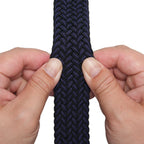 Woven Elastic Leather Trim Single Prong Buckle Men's Belt